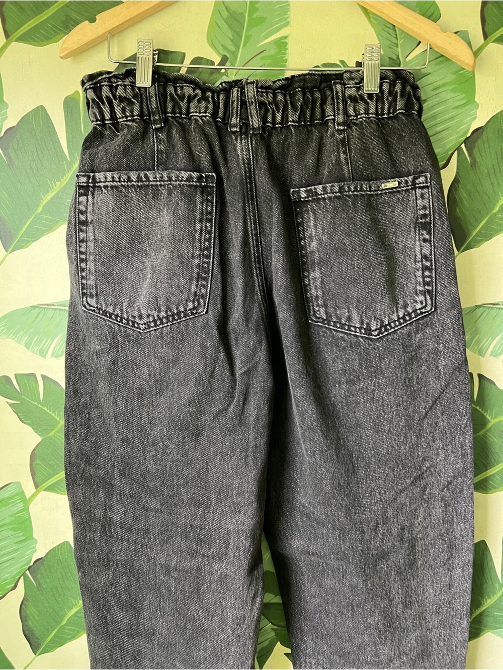 Zara High Rise Paperbag Barrel Jeans Faded Black Womens 6 - Picture 5 of 7